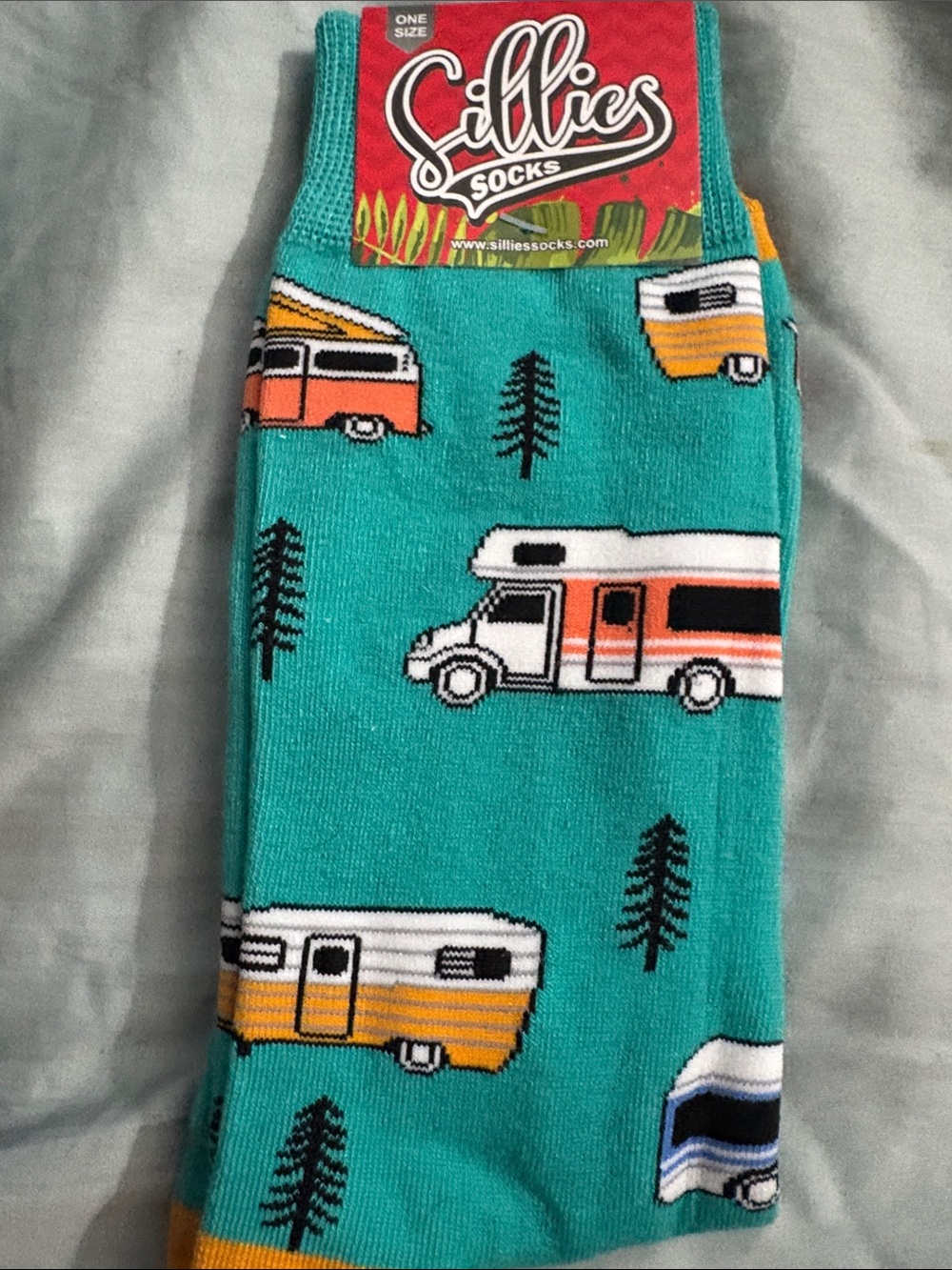 Sillies Teal Camper Kids Pajama Socks